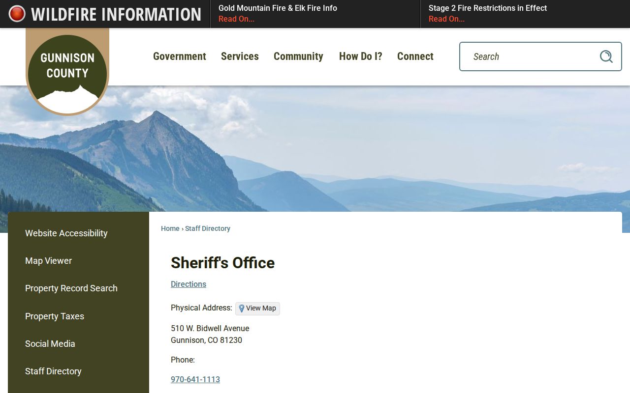 Gunnison County court and justice office directory