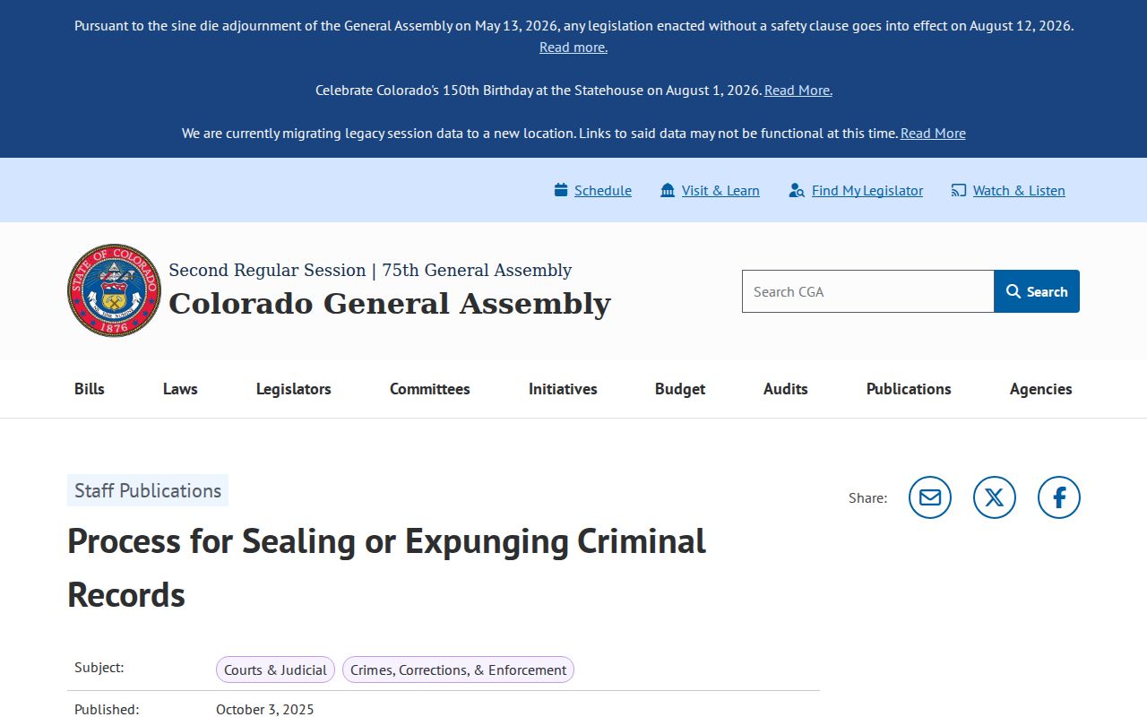 Colorado sealing rules for Gunnison County arrest records